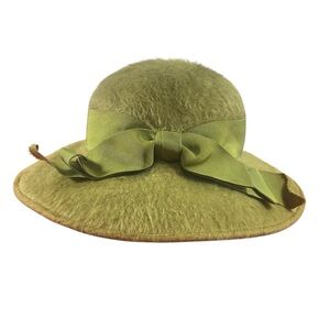 VTG Jaguar Amy New York Lord & Taylor Olive Green Fur Felt Fedora Hat